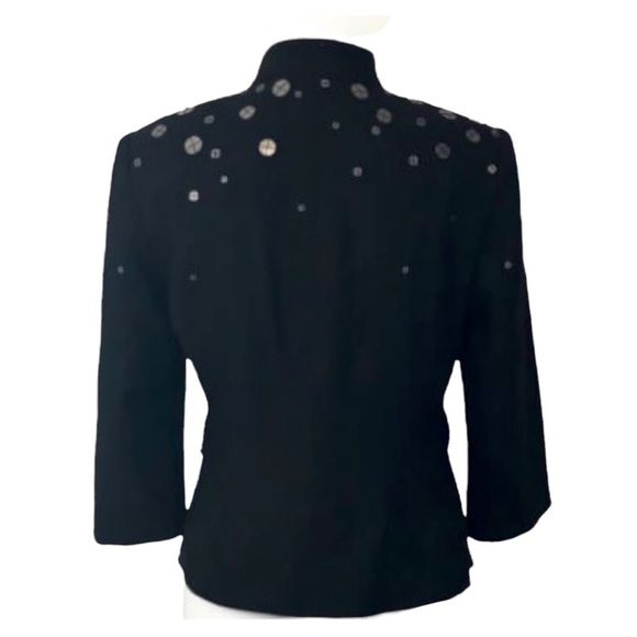 VIVIENNE Tam Sequin Wool Blend Quarter Sleeve Blazer Jacket in Black - Picture 9 of 9
